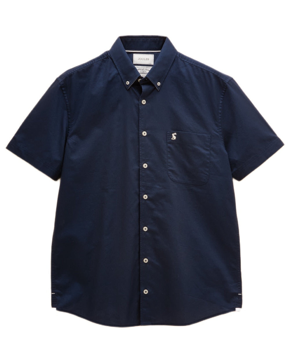 Navy coloured Joules Mens Oxford Short Sleeve Classic Fit Cotton Shirt on white background 