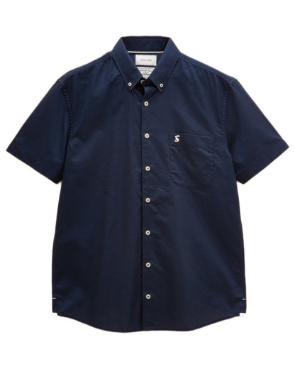 Navy coloured Joules Mens Oxford Short Sleeve Classic Fit Cotton Shirt on white background 