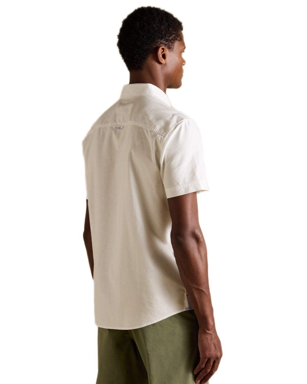White coloured Joules Mens Oxford Short Sleeve Classic Fit Cotton Shirt on white background 