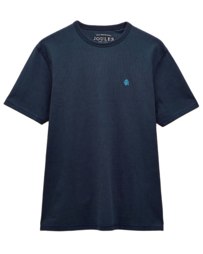 Navy coloured Joules Mens Rugby Club Crew Neck Cotton T-Shirt on white background 