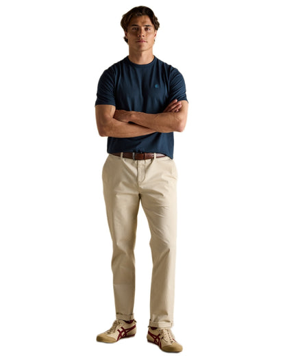 Navy coloured Joules Mens Rugby Club Crew Neck Cotton T-Shirt on white background 