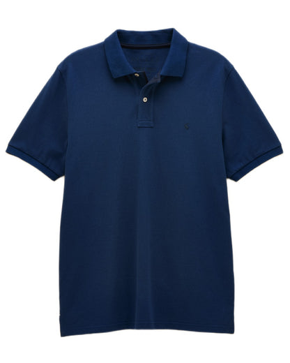 Dark Blue coloured Joules Mens Woody Cotton Pique Polo Shirt on white background 
