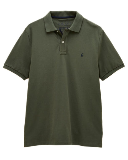 Khaki Green coloured Joules Mens Woody Cotton Pique Polo Shirt on white background 