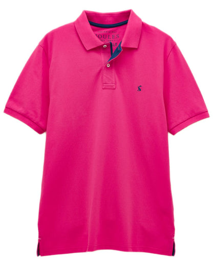 Magenta Pink coloured Joules Mens Woody Cotton Pique Polo Shirt on white background 