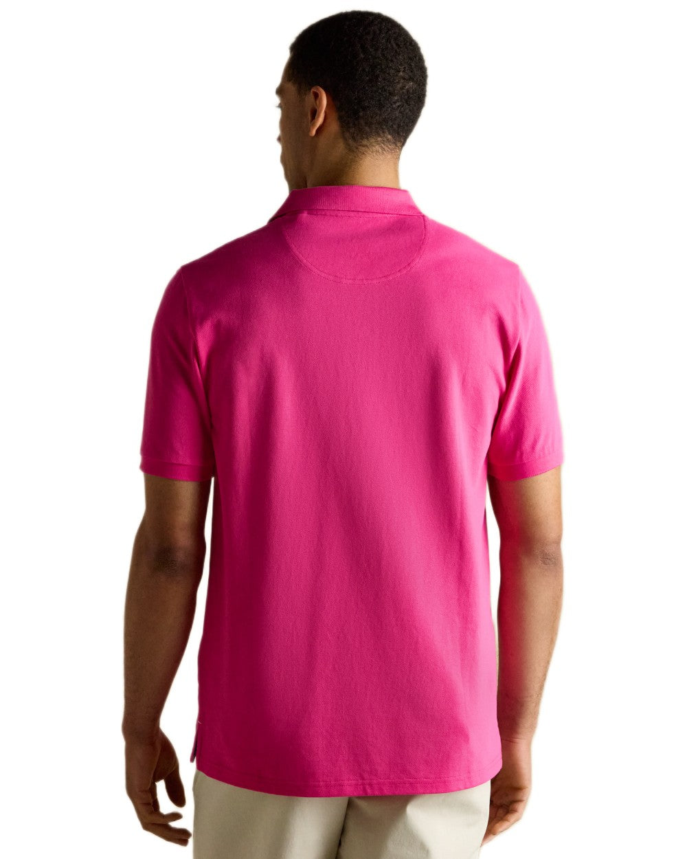 Magenta Pink coloured Joules Mens Woody Cotton Pique Polo Shirt on white background 