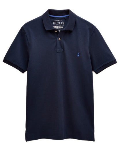 Navy coloured Joules Mens Woody Cotton Pique Polo Shirt on white background 