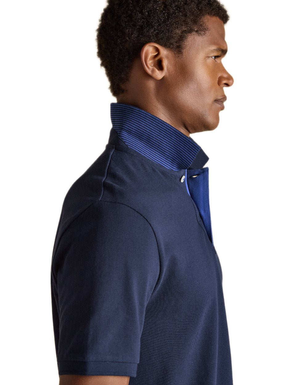 Navy coloured Joules Mens Woody Cotton Pique Polo Shirt on white background 