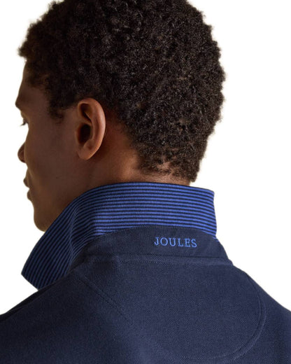 Navy coloured Joules Mens Woody Cotton Pique Polo Shirt on white background 