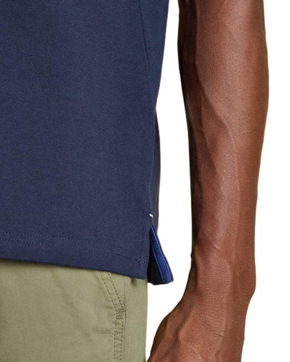 Navy coloured Joules Mens Woody Cotton Pique Polo Shirt on white background 