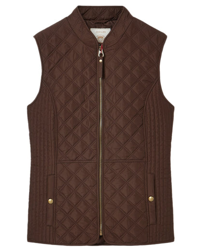 Brown Coloured Joules Minx Showerproof Diamond Quilted Gilet on white background 