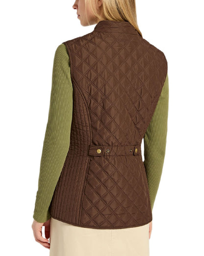 Brown Coloured Joules Minx Showerproof Diamond Quilted Gilet on white background 