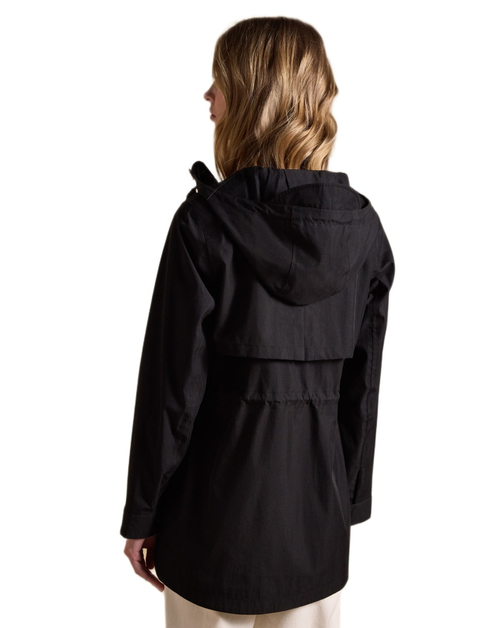 Black Coloured Joules Portwell Waterproof Raincoat With Hood On A White Background 