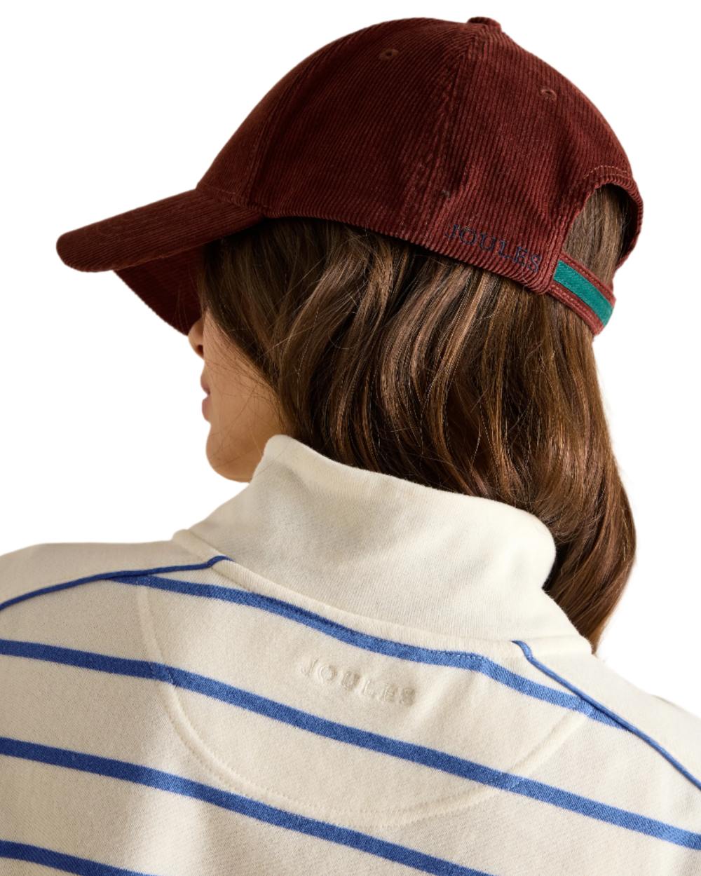 Creme Blue coloured Joules Southwold Button Down Striped Sweatshirt on white background 