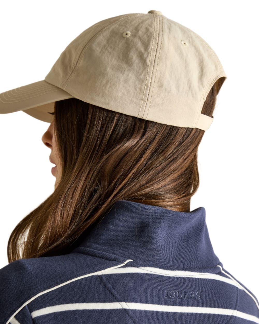 Navy Stripe coloured Joules Southwold Button Down Striped Sweatshirt on white background 