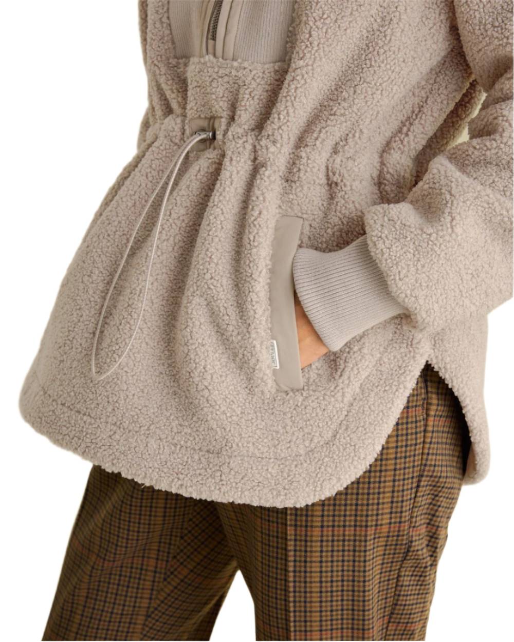 Neutral coloured Joules Womens Thurleston Borg Fleece Jacket on white Background 