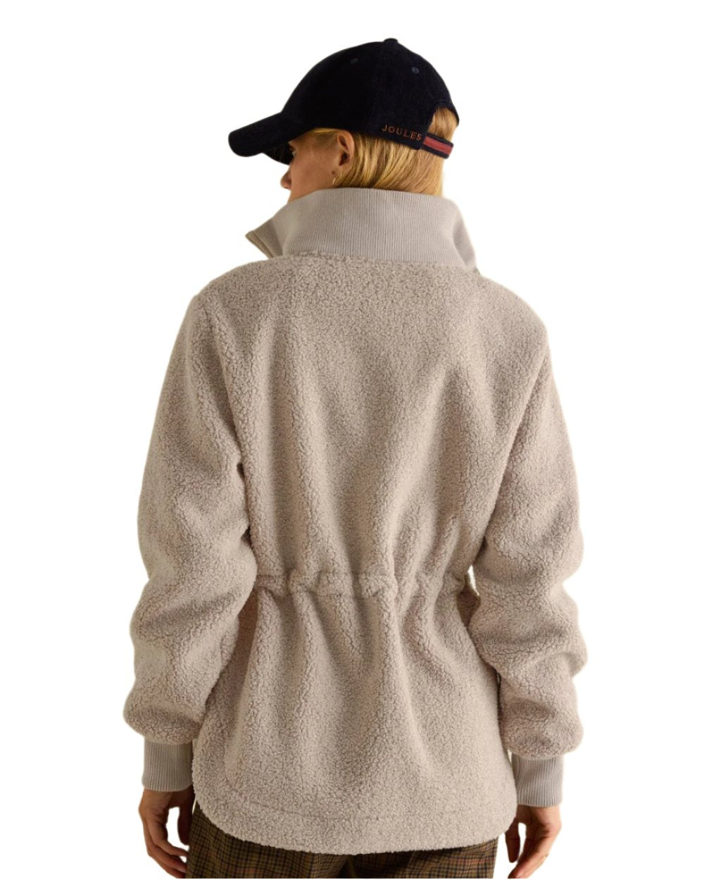 Neutral coloured Joules Womens Thurleston Borg Fleece Jacket on white Background 