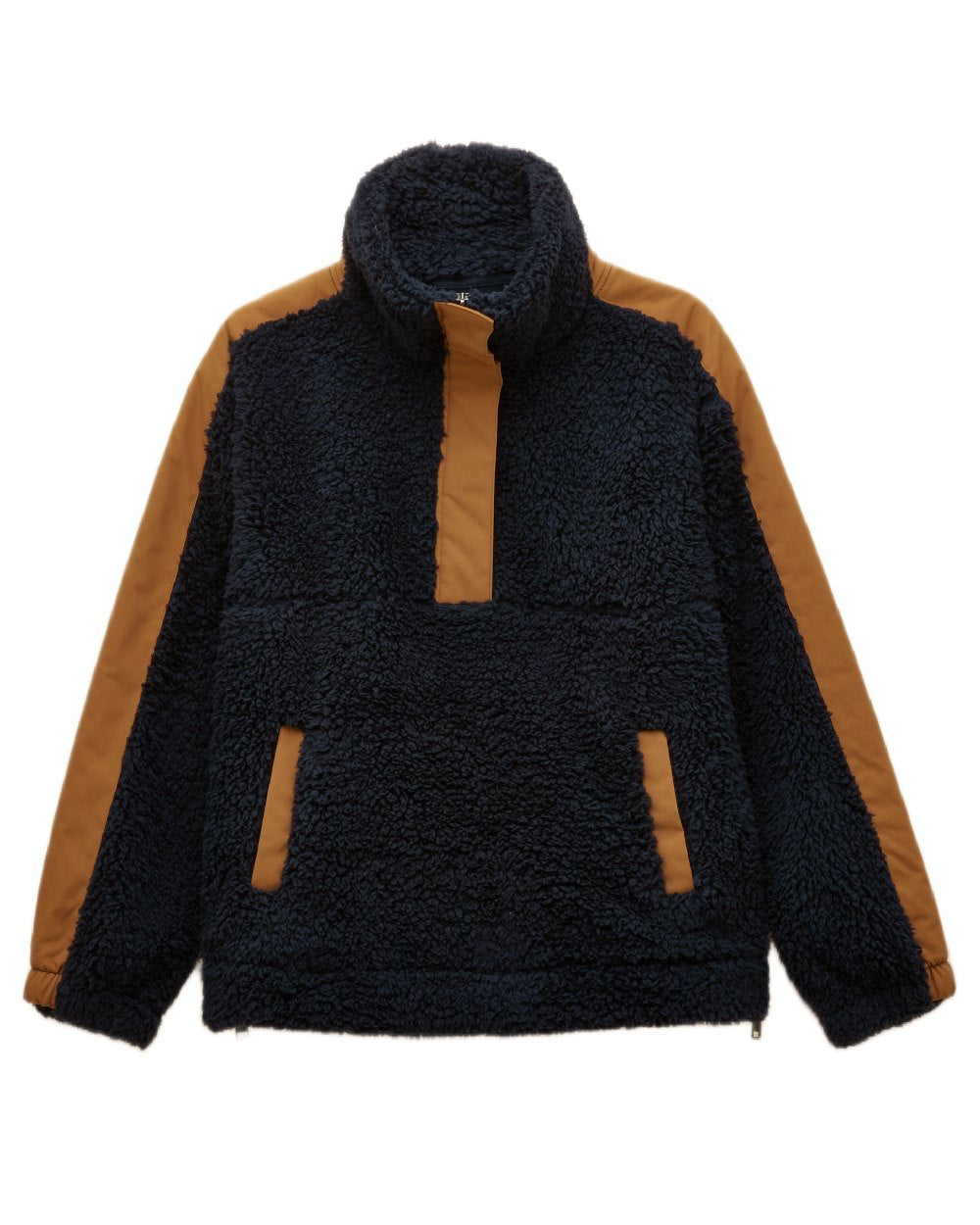 Navy Coloured Joules Tilly Half Zip Borg Fleece on white background 