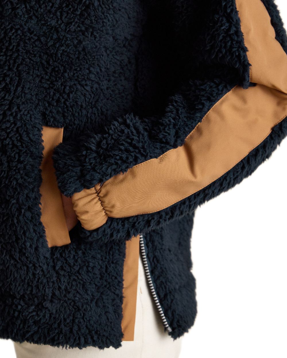 Navy Coloured Joules Tilly Half Zip Borg Fleece on white background 