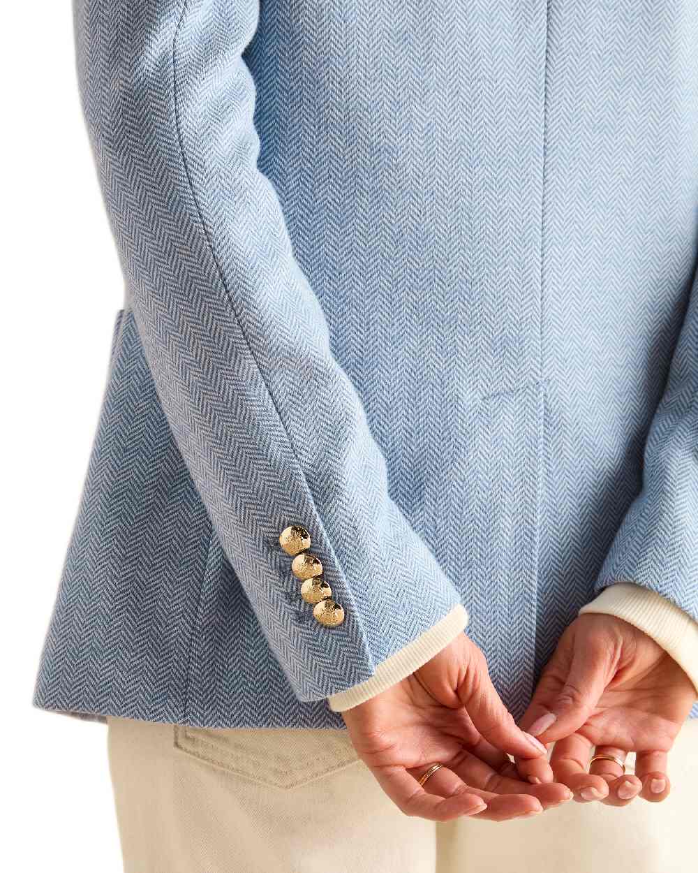 Blue Coloured Joules Womens Albury Cotton Blazer on white background 
