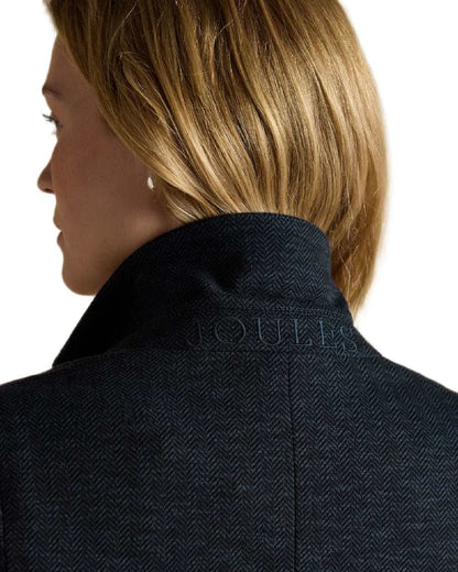Navy Coloured Joules Womens Albury Cotton Blazer on white background 