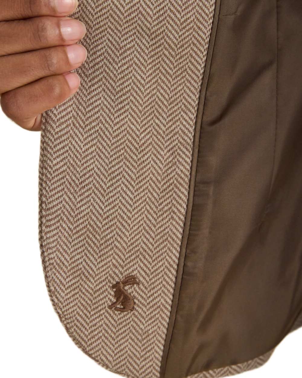 Tan Brown Coloured Joules Womens Albury Cotton Blazer on white background 