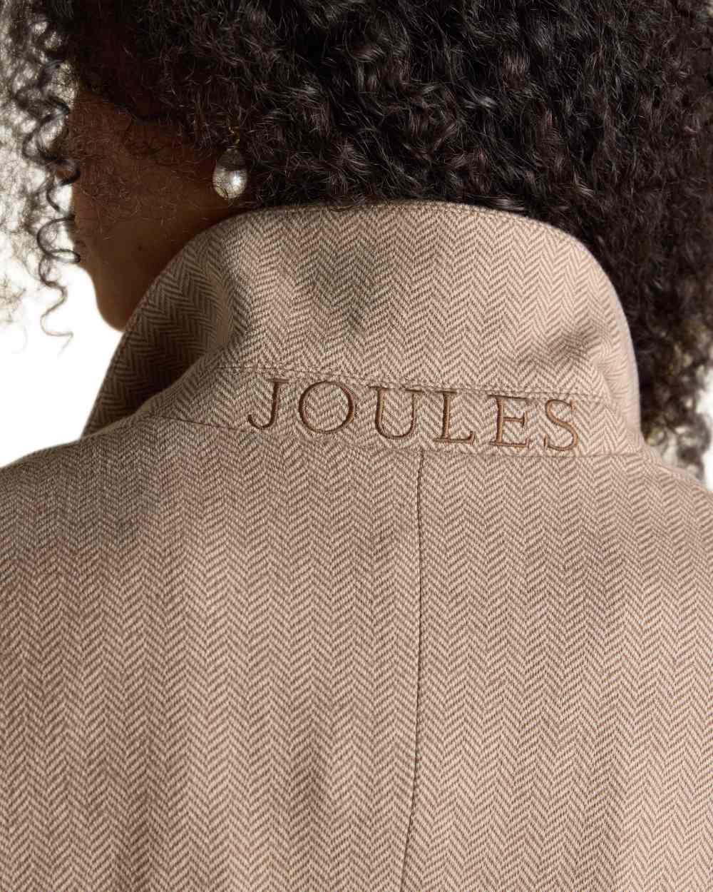 Tan Brown Coloured Joules Womens Albury Cotton Blazer on white background 