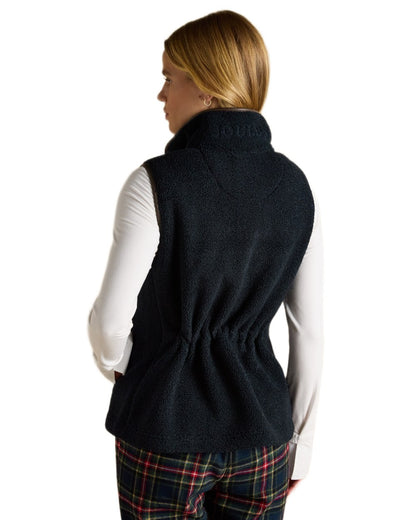 Navy coloured Joules Womens Borg Heritage Fleece Gilet on white background 