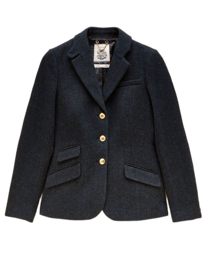Navy coloured Joules Womens Canterly Tweed Hacking Jacket on white background 