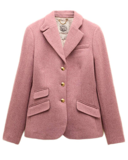 Pink coloured Joules Womens Canterly Tweed Hacking Jacket on white background 