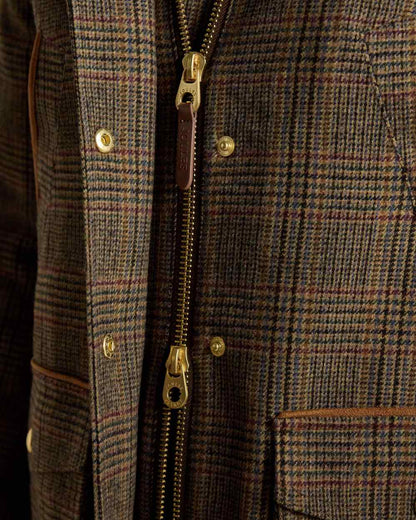 Roston Tweed coloured Joules Womens Contemporary Tweed Fieldcoat on wall background 