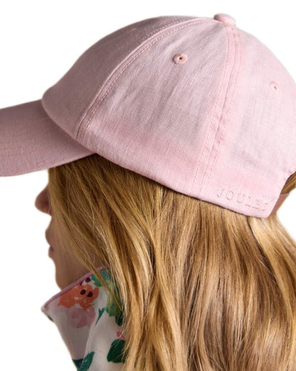 Pink coloured Joules Womens Daley Linen Cap on white background 