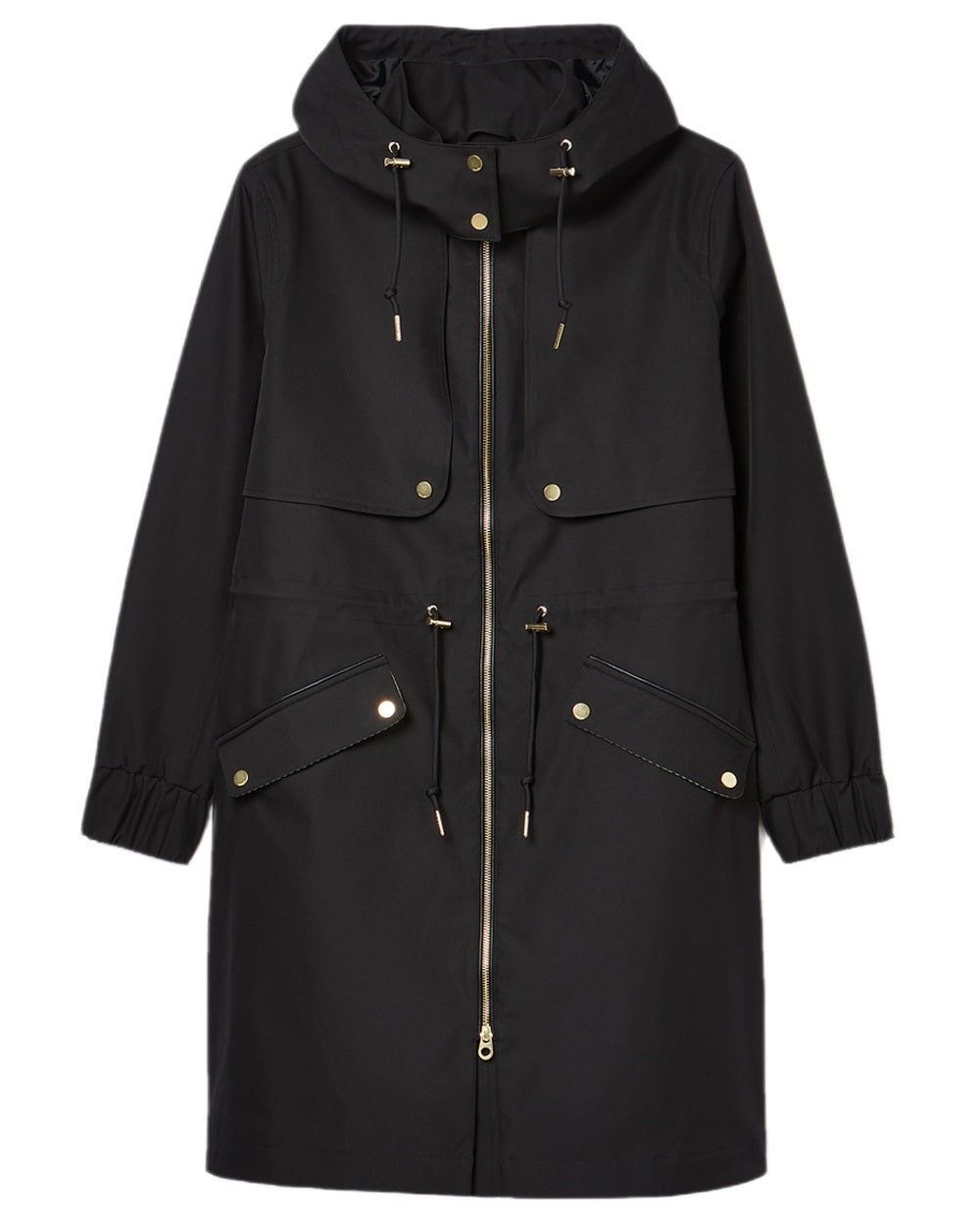 Black Coloured Joules Womens Elbridge Waterproof Coat on white background 