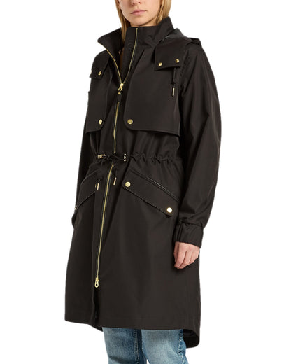 Black Coloured Joules Womens Elbridge Waterproof Coat on white background 