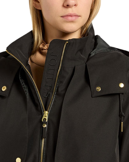 Black Coloured Joules Womens Elbridge Waterproof Coat on white background 