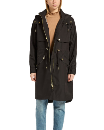 Black Coloured Joules Womens Elbridge Waterproof Coat on white background 