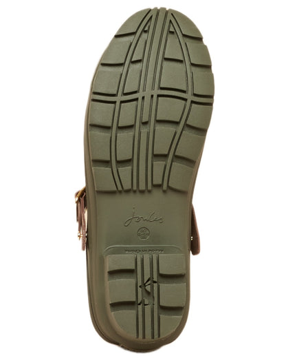 Khaki Green coloured Joules Womens Elbridge Welly Clogs on white background 