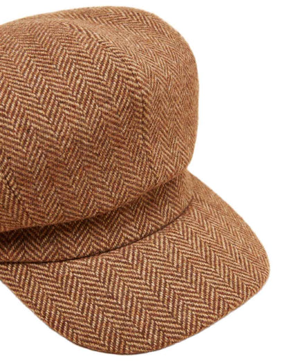 Tan Brown Coloured Joules Womens Elvaston Baker Boy Hat on white background 