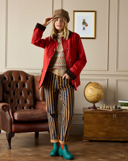 Tan Brown Coloured Joules Womens Elvaston Baker Boy Hat on indoor background 