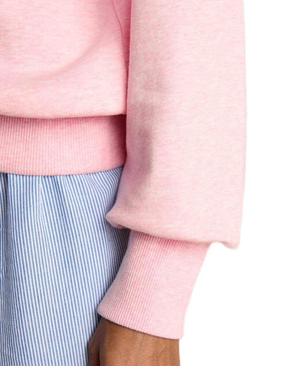 Pink coloured Joules Womens Embroidered Quarter Zip Sweatshirt on white background 