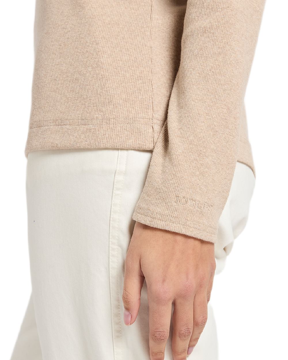 Neutral Coloured Joules Womens Fairfield Jonty Polo Shirts on white background 