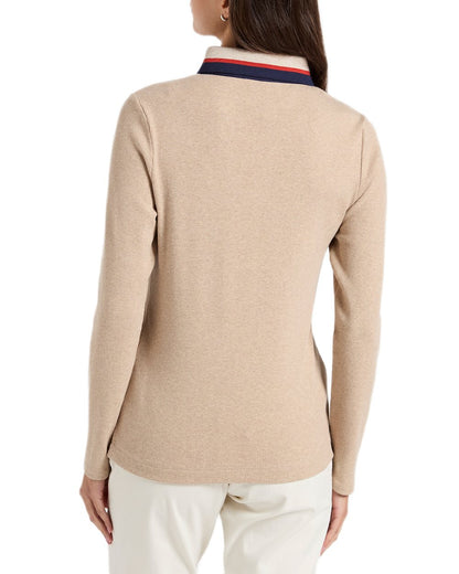 Neutral Coloured Joules Womens Fairfield Jonty Polo Shirts on white background 