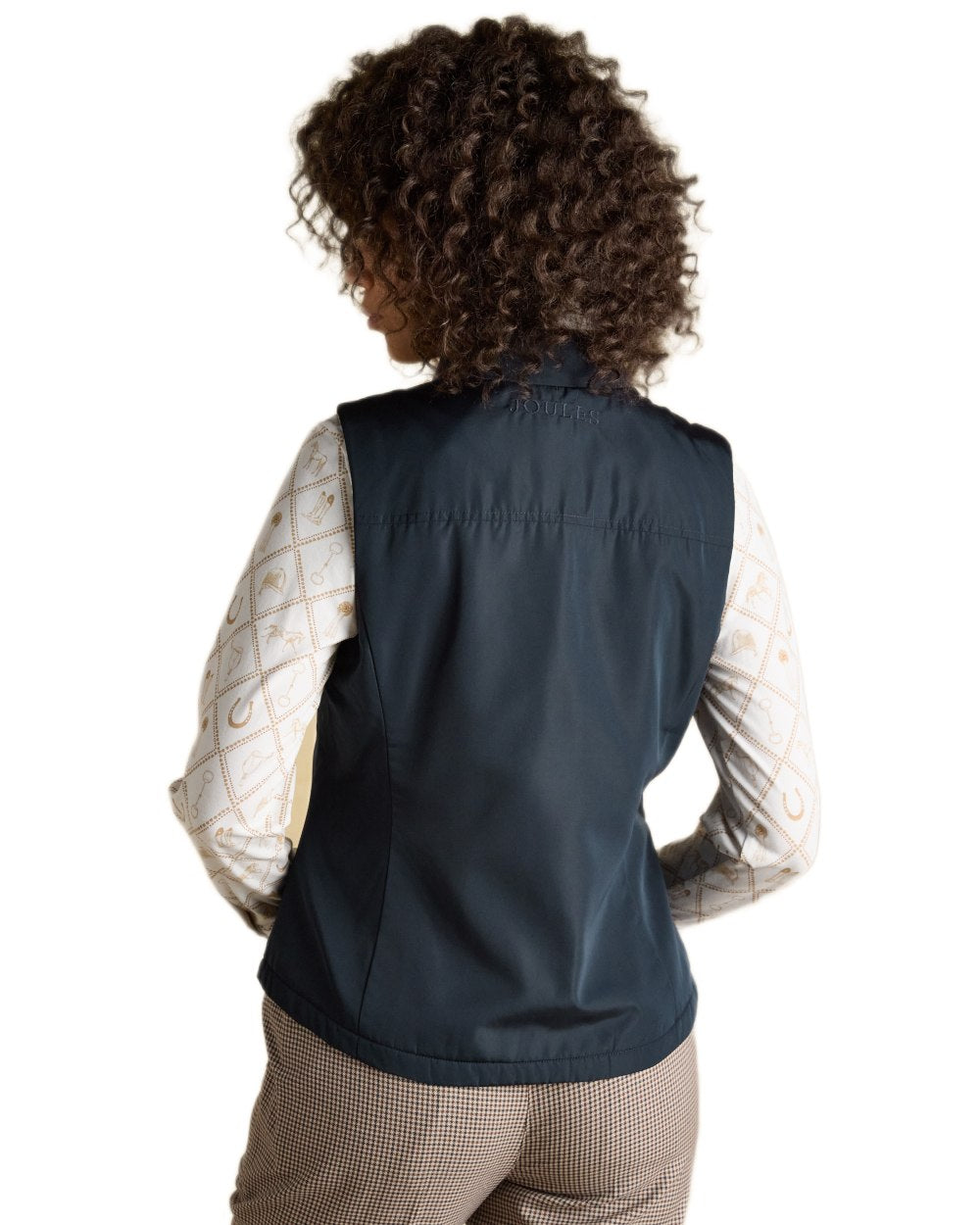 Navy coloured Joules Womens Farnham Fleece Lined Lightweight Gilet on white background 