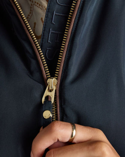 Navy coloured Joules Womens Farnham Fleece Lined Lightweight Gilet on white background 