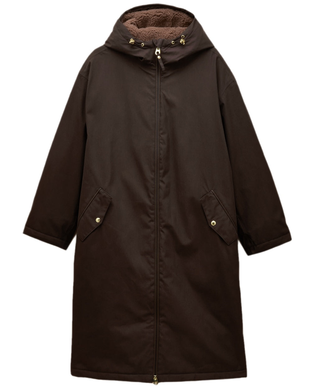 Chocolate Coloured Joules Womens Fleecelined Waterproof Coveralls on white background 