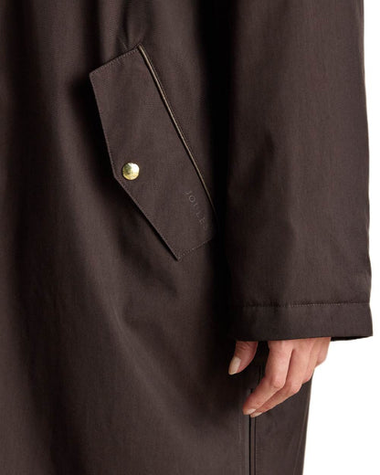 Chocolate Coloured Joules Womens Fleecelined Waterproof Coveralls on white background 