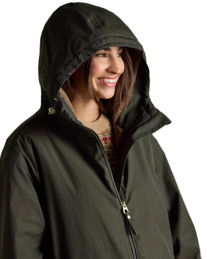 Rosemary Green Coloured Joules Womens Fleecelined Waterproof Coveralls on white background 