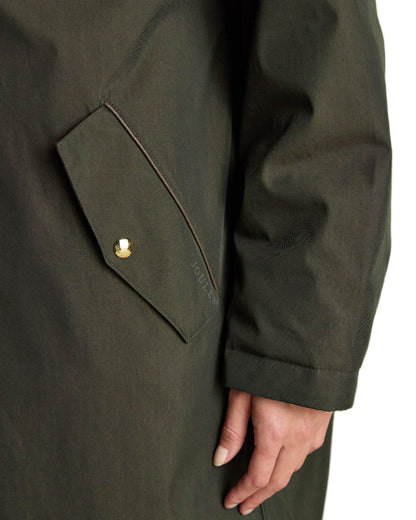 Rosemary Green Coloured Joules Womens Fleecelined Waterproof Coveralls on white background 