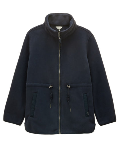 Navy coloured Joules Womens Full Zip Longline Fleece Jacket on white background 
