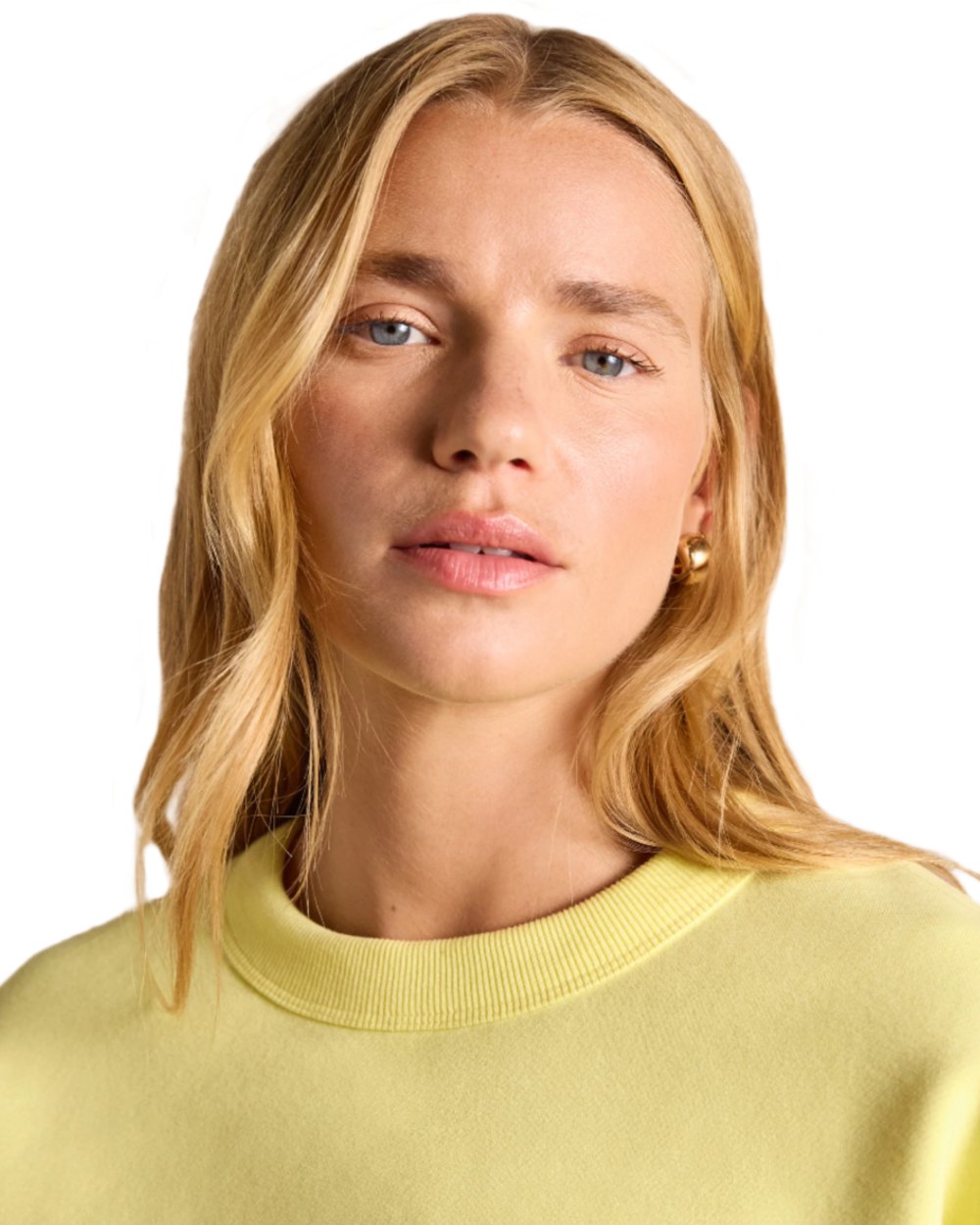 Yellow coloured Joules Womens Graphic Crew Neck Sweatshirt on white background 
