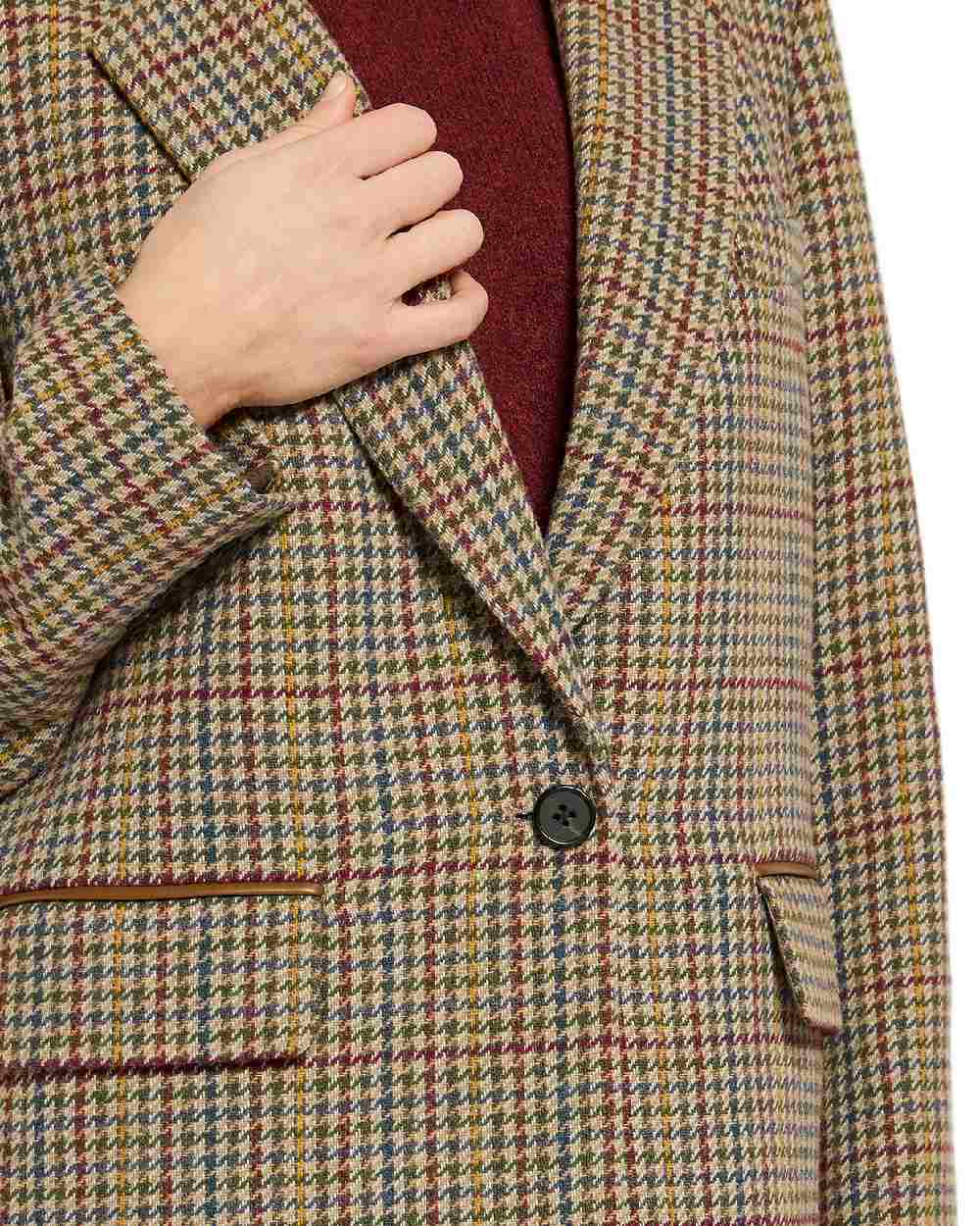 Elton Tweed Coloured Joules Womens Hackmore Relaxed Fit Wool Blend Tweed Blazer on white background 